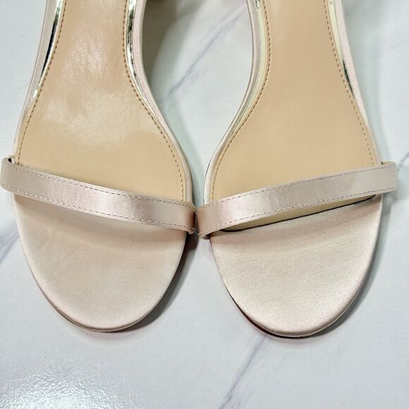 Badgley Mischka Y2K 90s Vibe Rose Satin Formal Bridal Cuban Heel Sandals Size 8 - Picture 7 of 11